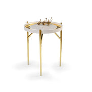 Kinza Cream Gold Side Table