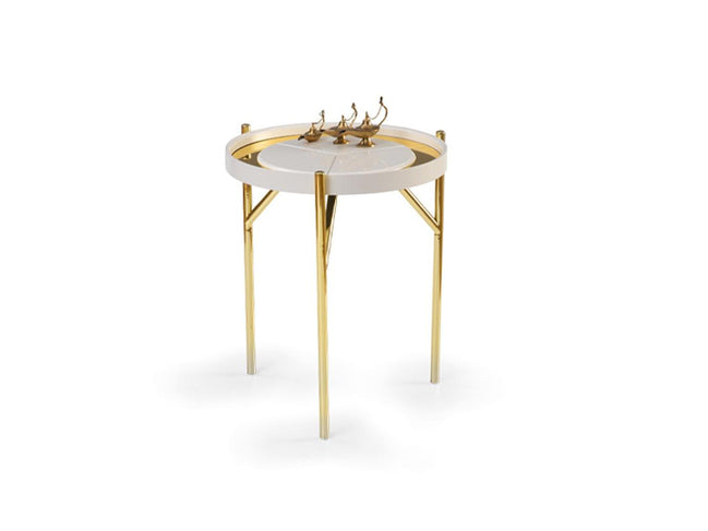 Kinza Cream Gold Side Table