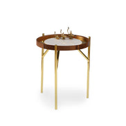 Kinza Wooden Gold Side Table