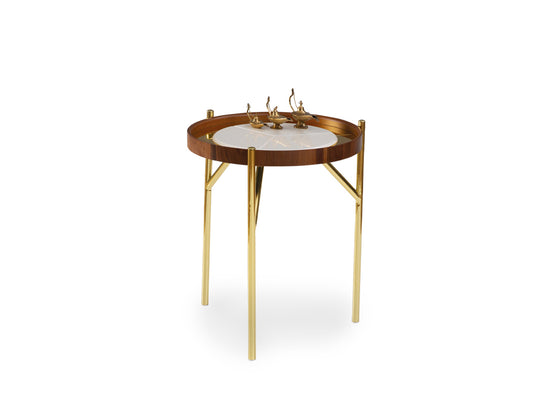 Kinza Wooden Gold Side Table