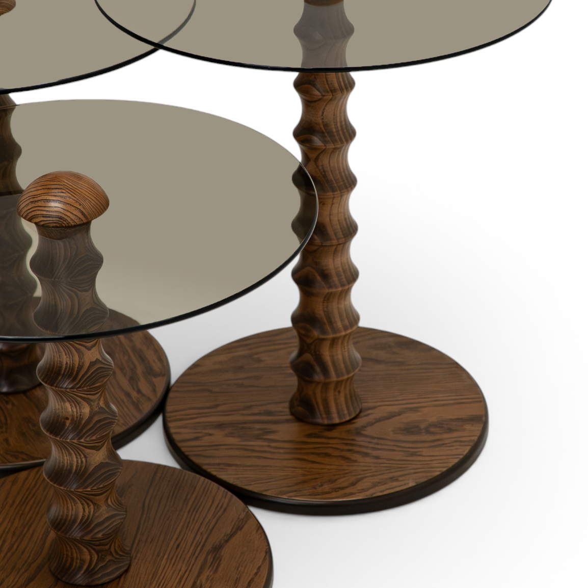 943 Walnut Bronze Glass Nesting Tables