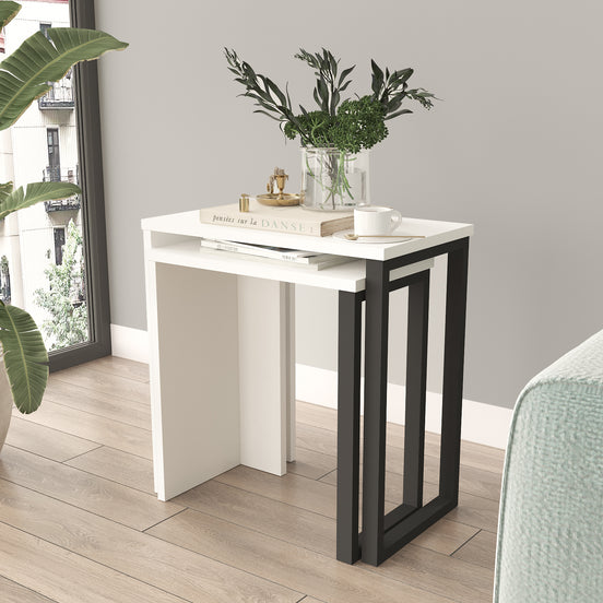 Lunara Edge Nesting Table 2 set White