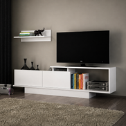 Aster TV Unit with Wall Shelves White