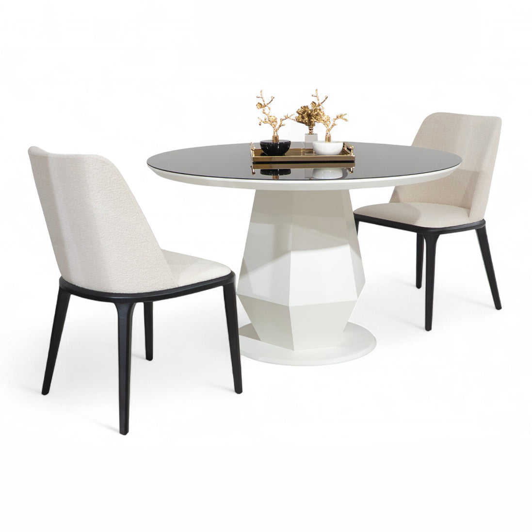 095 Round Dining Table White Black