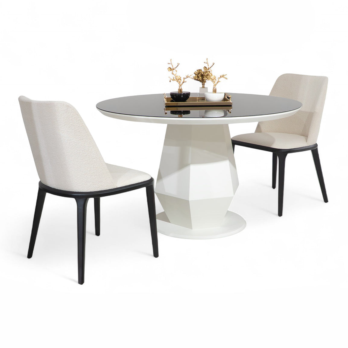 095 Round Dining Table White Black