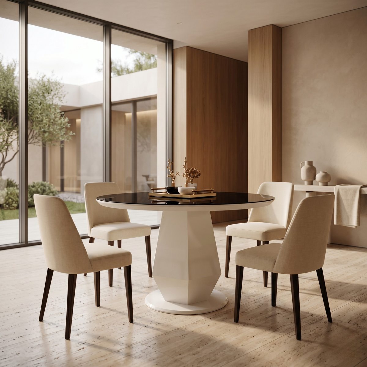 095 Round Dining Table White Black
