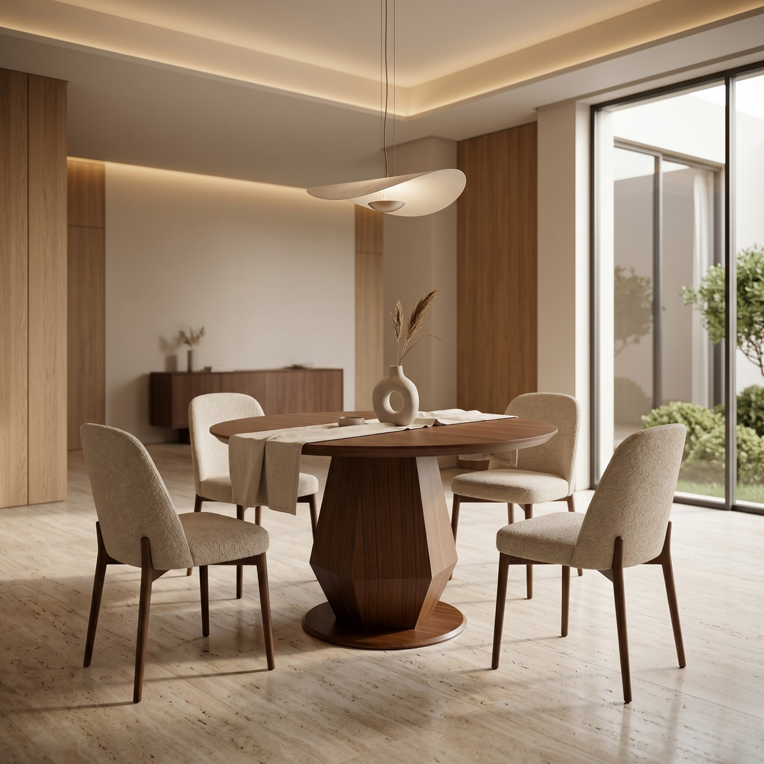 095 Round Dining Table Walnut