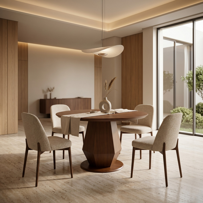 095 Round Dining Table Walnut