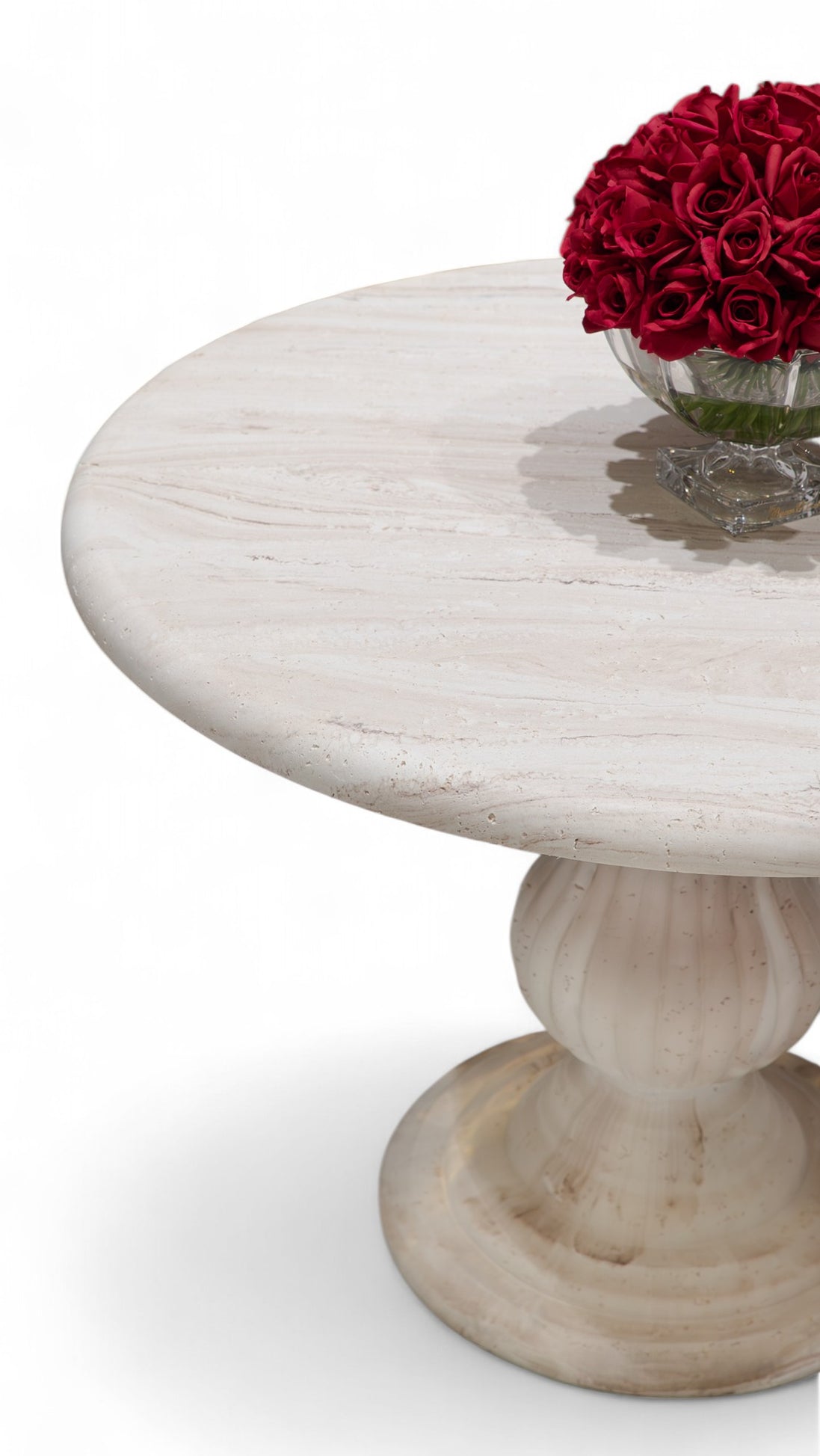 091 Round Travertine Dining Table