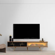 Tribe Wooden Fire Tv Unit Black 200cm