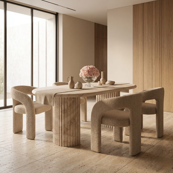 117 6-Seater Dining Table Travertine