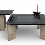 807 - 808 Travertine Smoked Coffee Table Set