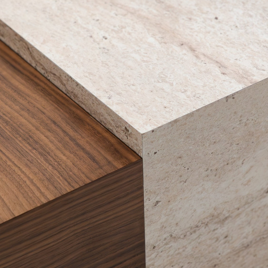 187 Walnut Travertine Coffee Table Set