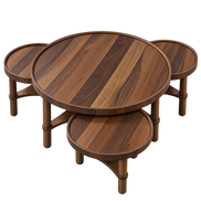 425 Walnut Coffee Table with 3 Side Tables