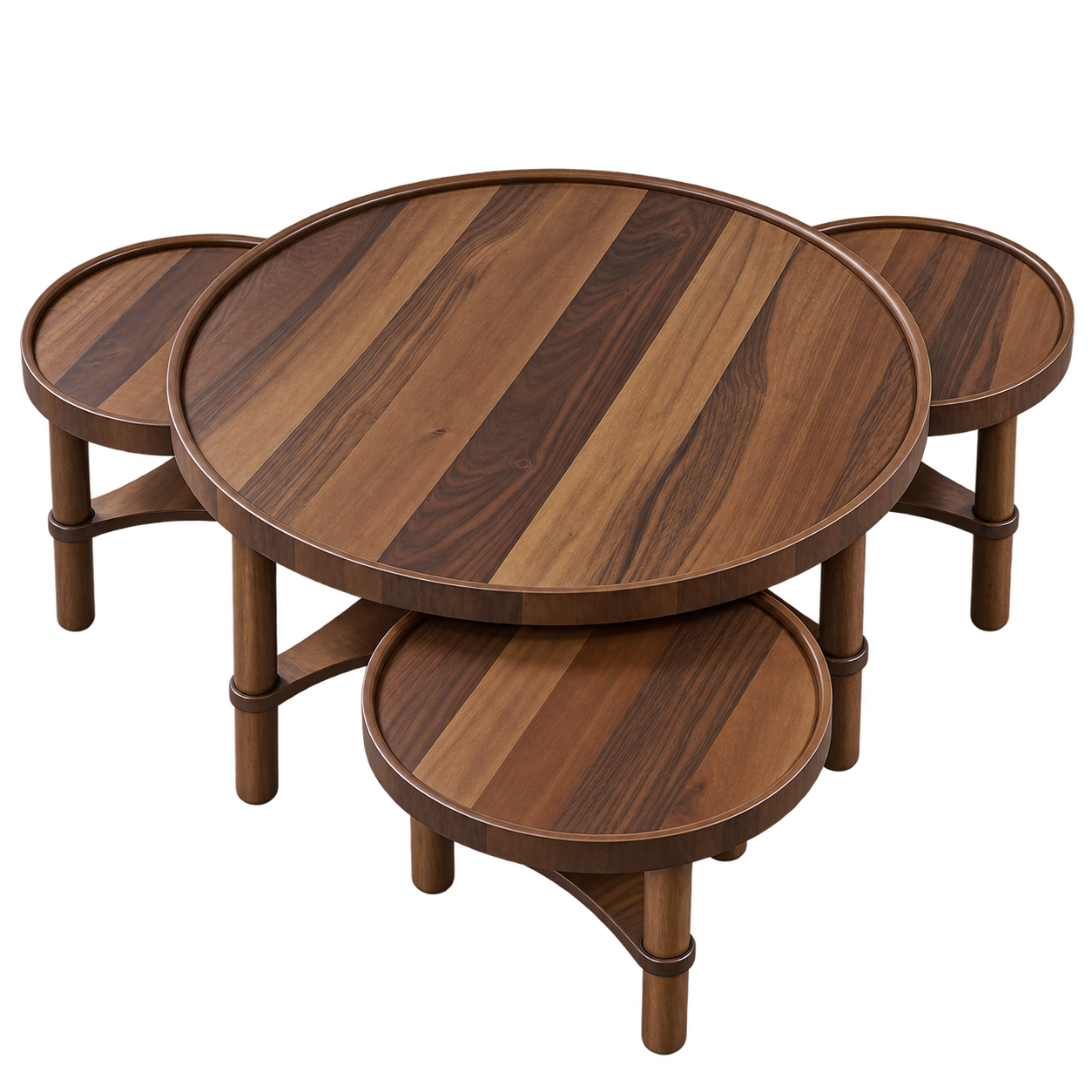 425 Walnut Coffee Table with 3 Side Tables