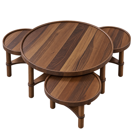 425 Walnut Coffee Table with 3 Side Tables