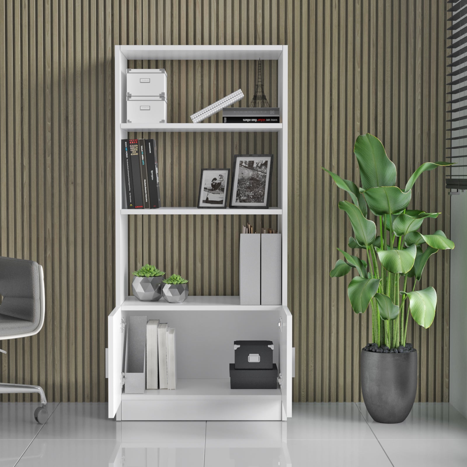Valmere Book shelve file cabinet Tall White