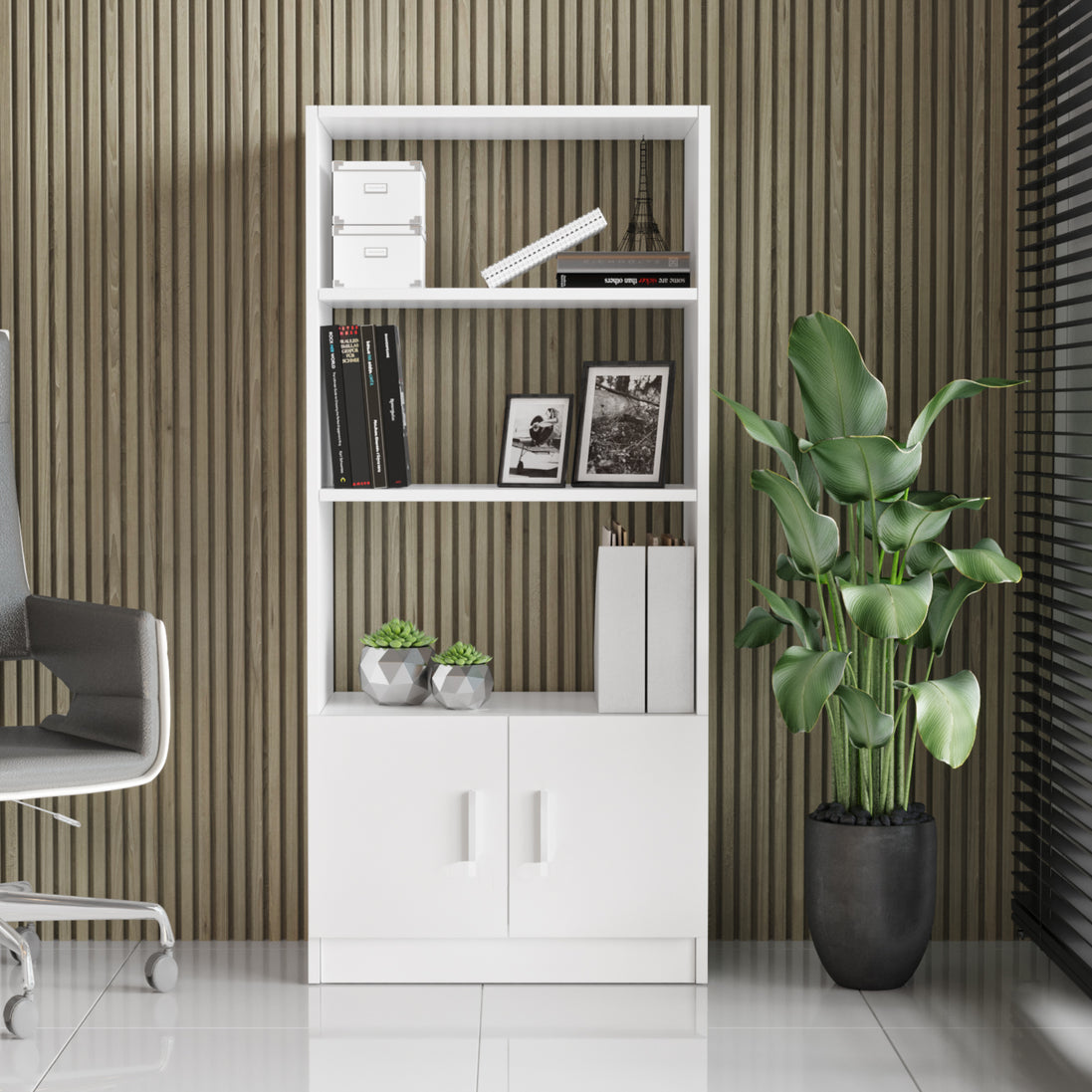Valmere Book shelve file cabinet Tall White