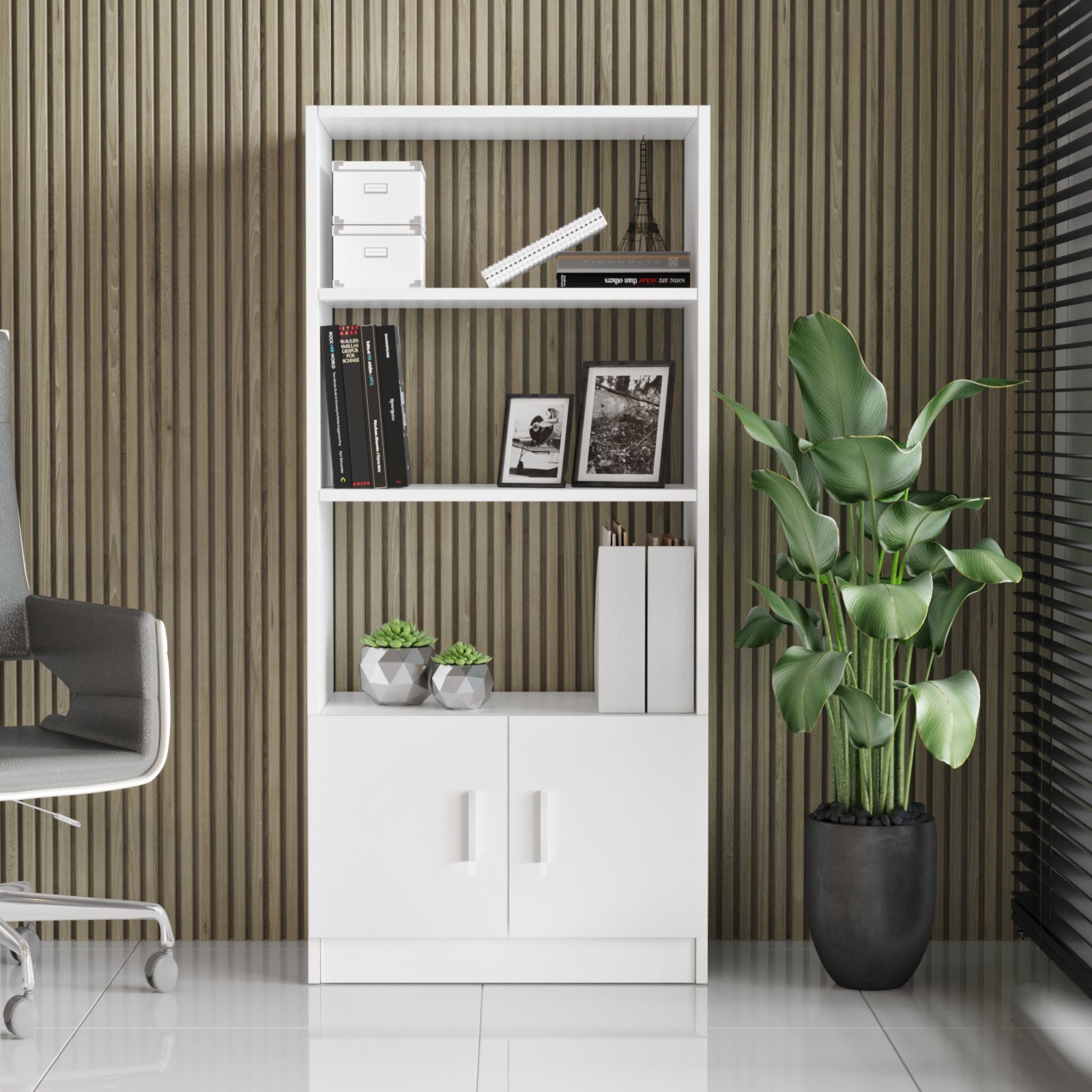 Valmere Book shelve file cabinet Tall White