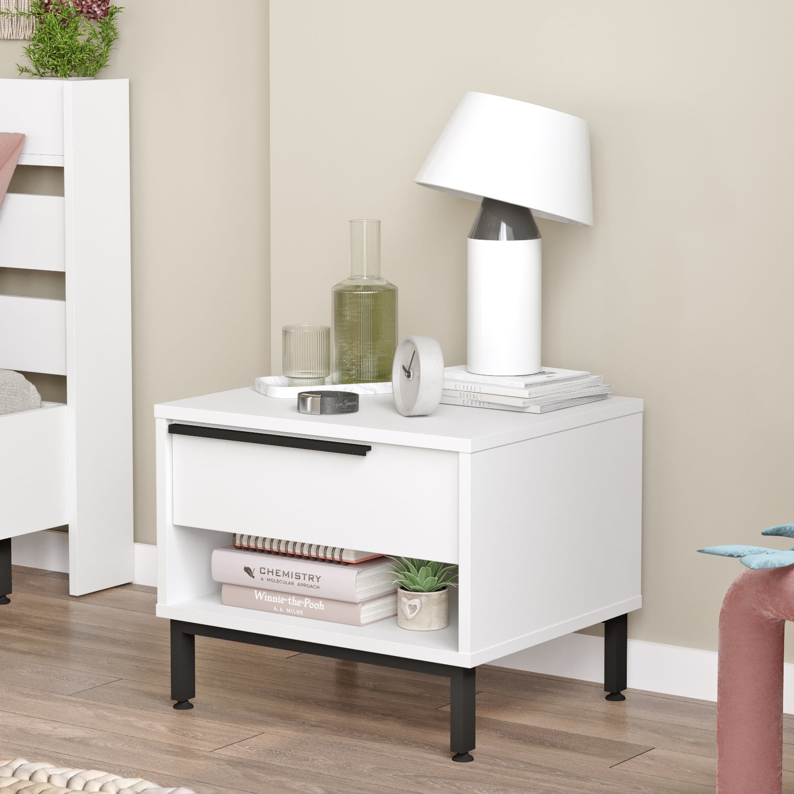 Lunara Bed Side Table White