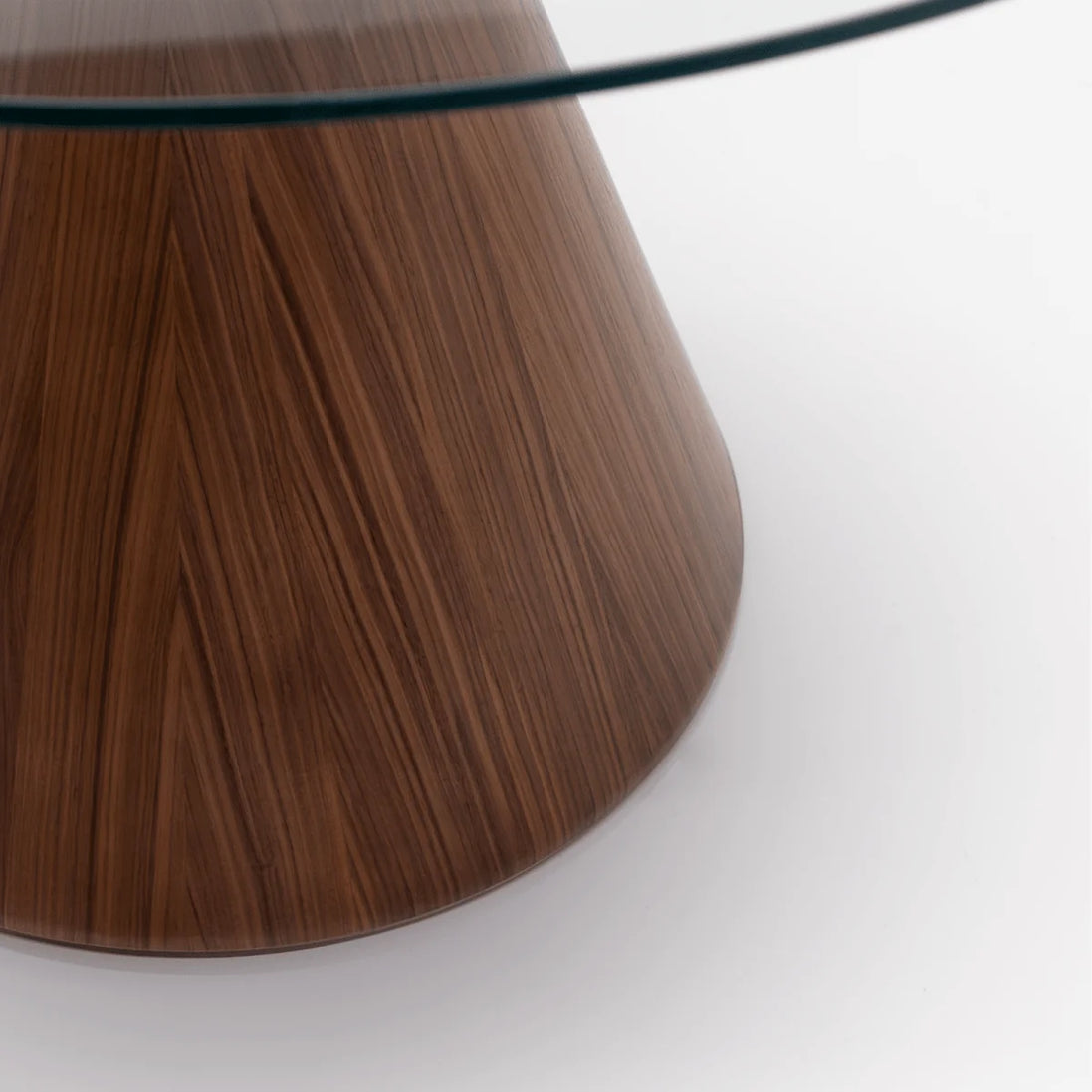 094 Round Walnut Glass Top Dining Table