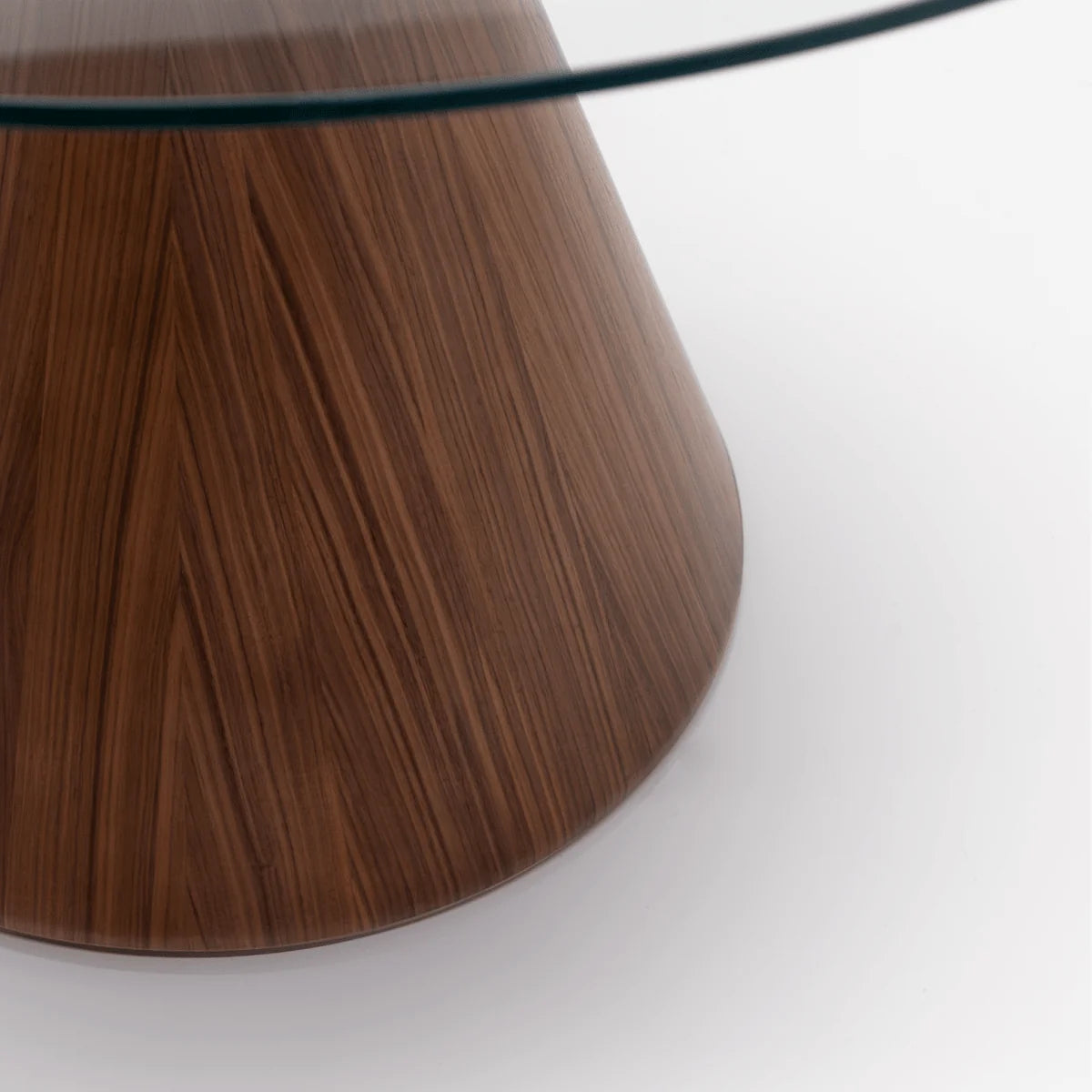 094 Round Walnut Glass Top Dining Table