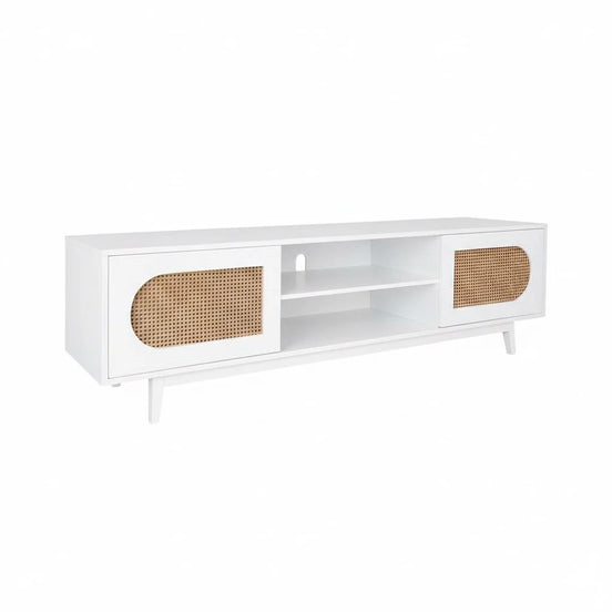 Claude Rattan Tv Unit White 200cm