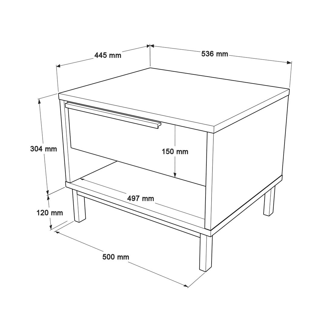 Lunara Bed Side Table White