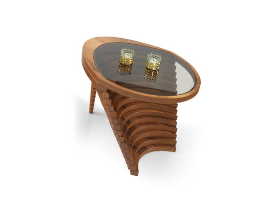 Aden Glass Wooden Side Table