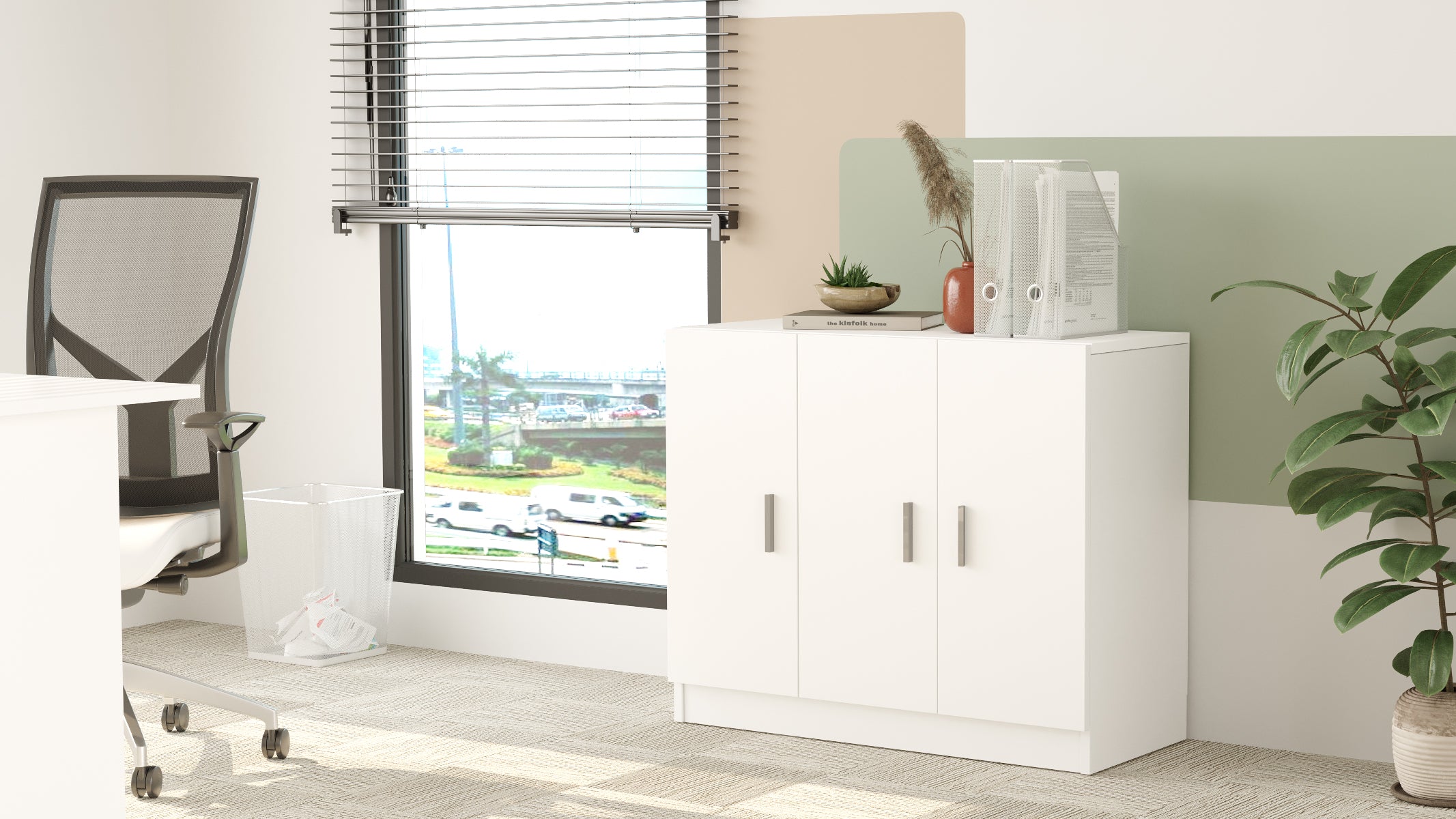 Valmere Book shelve file cabinet Wide White