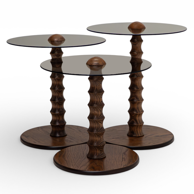 943 Walnut Bronze Glass Nesting Tables