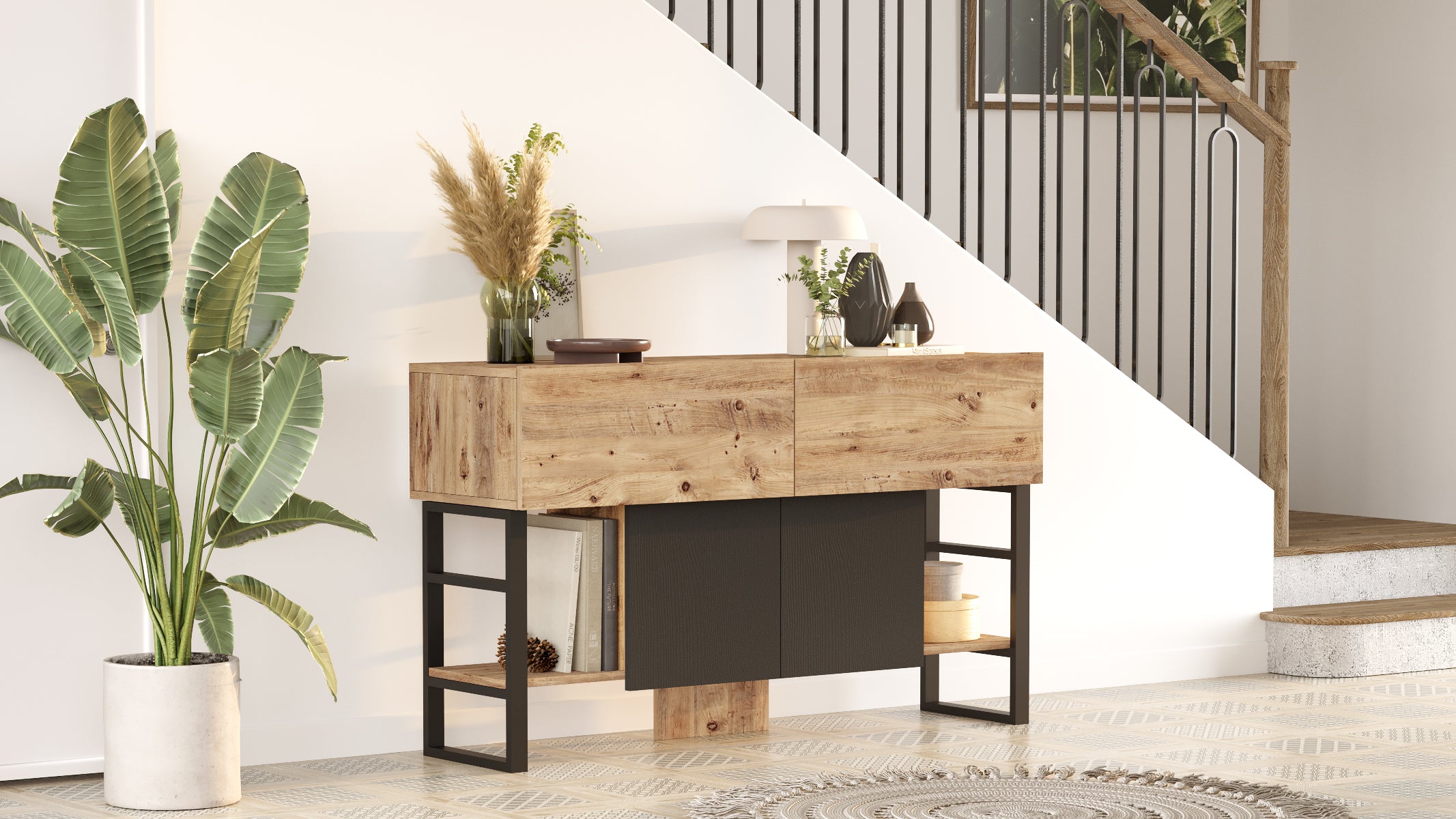 Solenne Entryway Table With Storage Pine