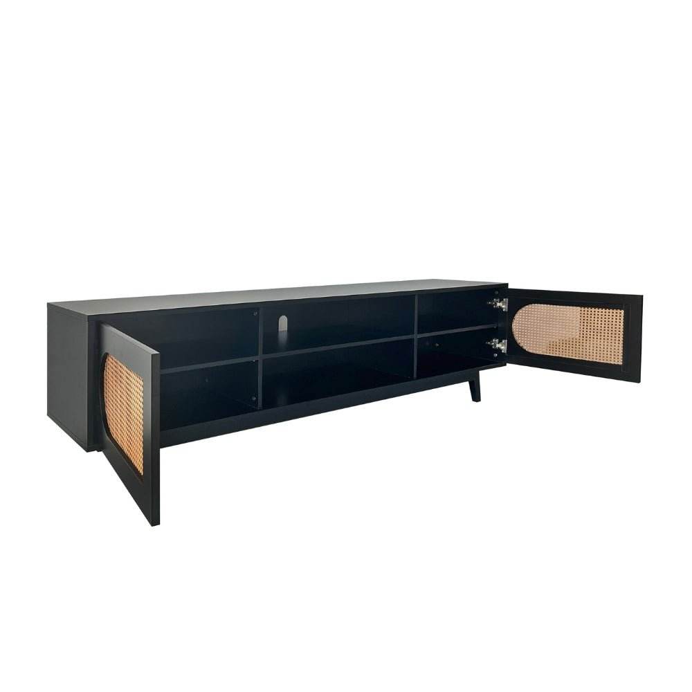 Claude Rattan Tv Unit Black 200cm