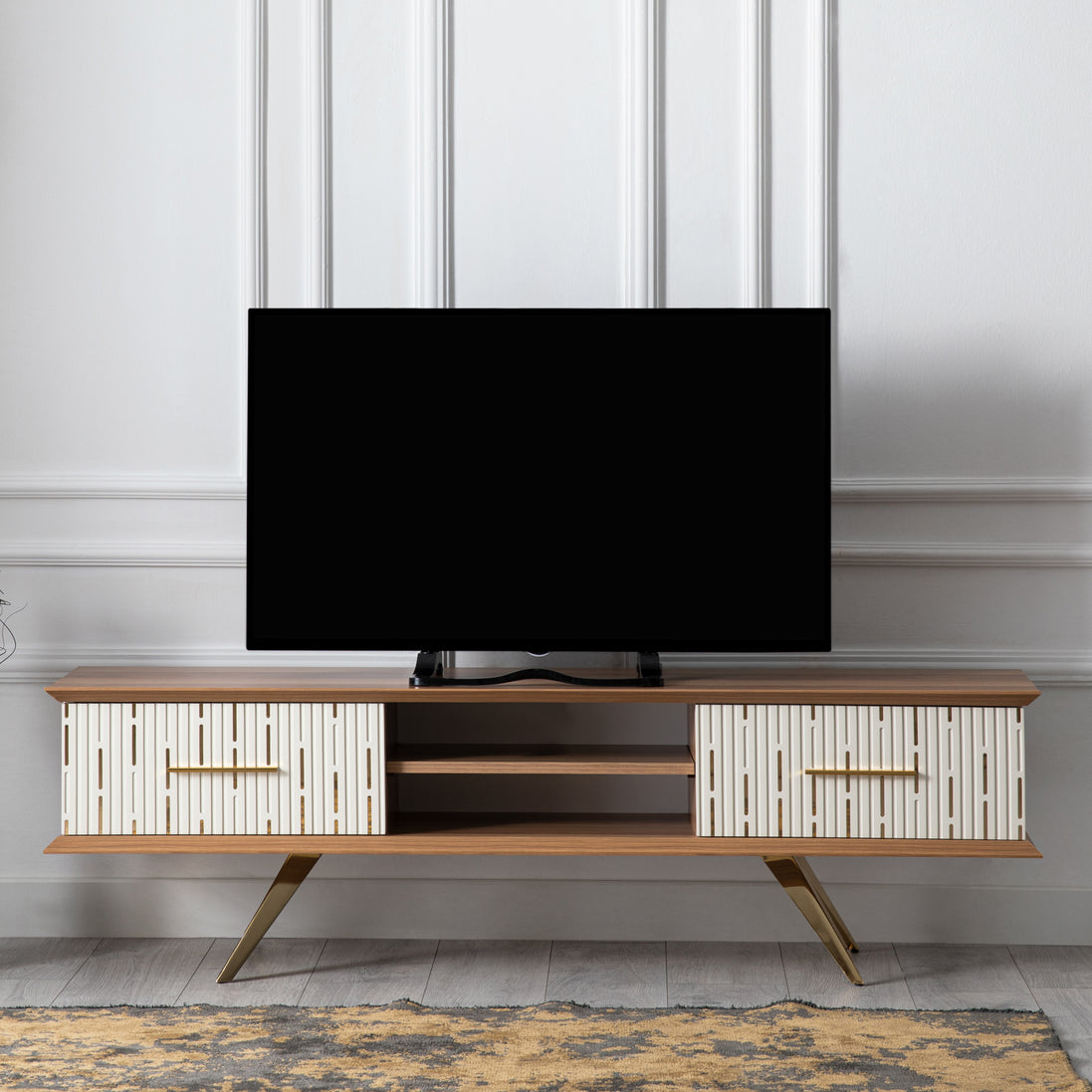 Monza Wooden Tv Unit Cream 160cm