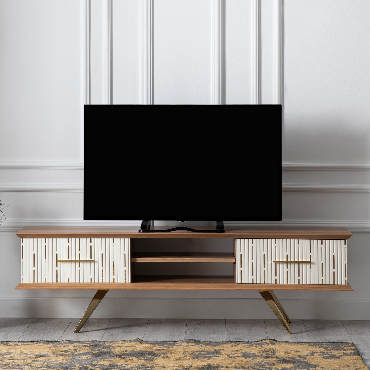 Monza Wooden Tv Unit Cream 160cm