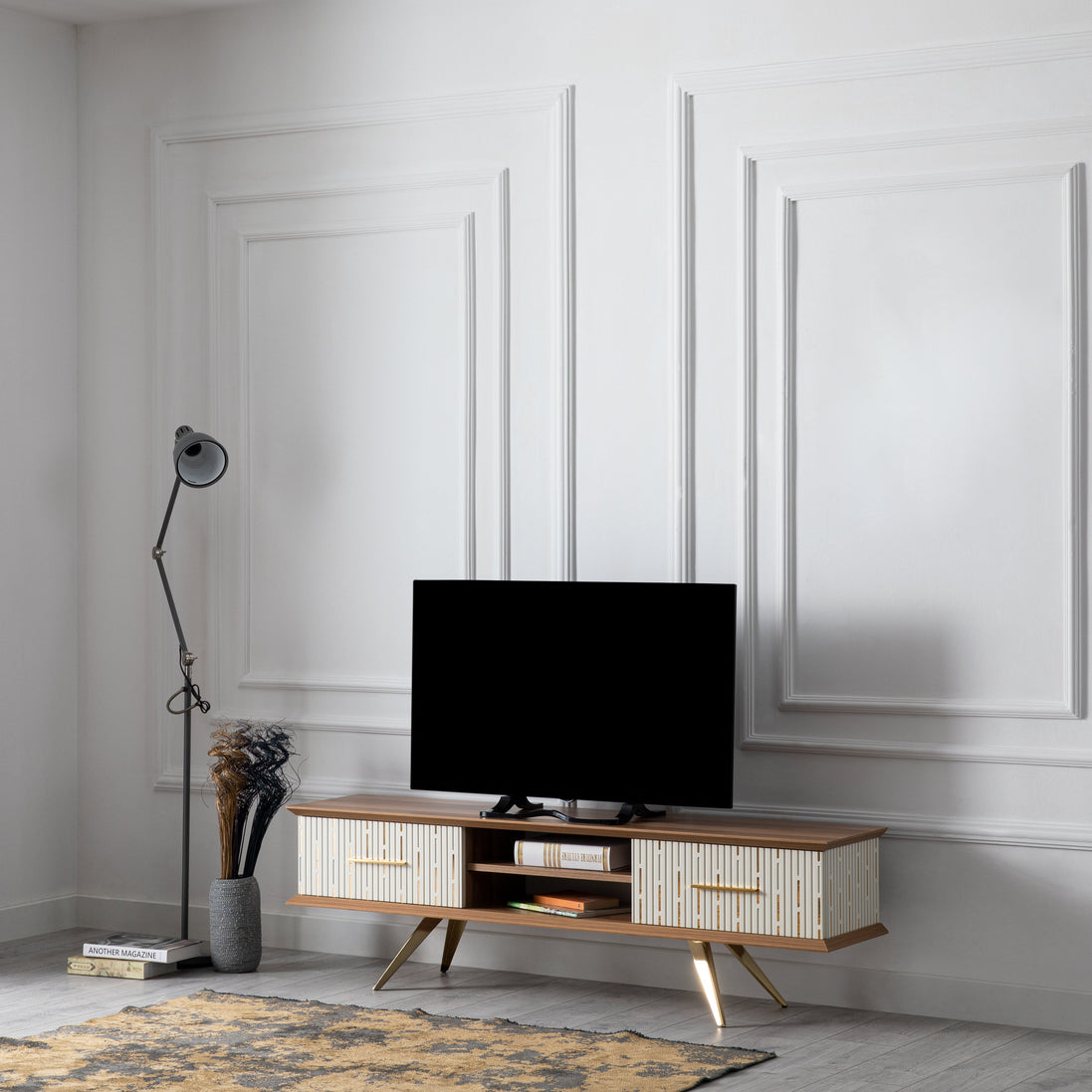 Monza Wooden Tv Unit Cream 160cm