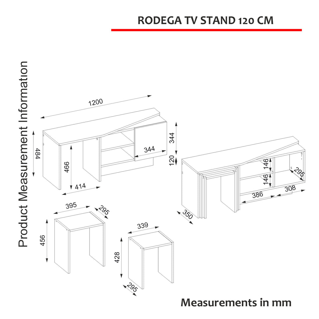 Rodega TV Stand with Nesting Table