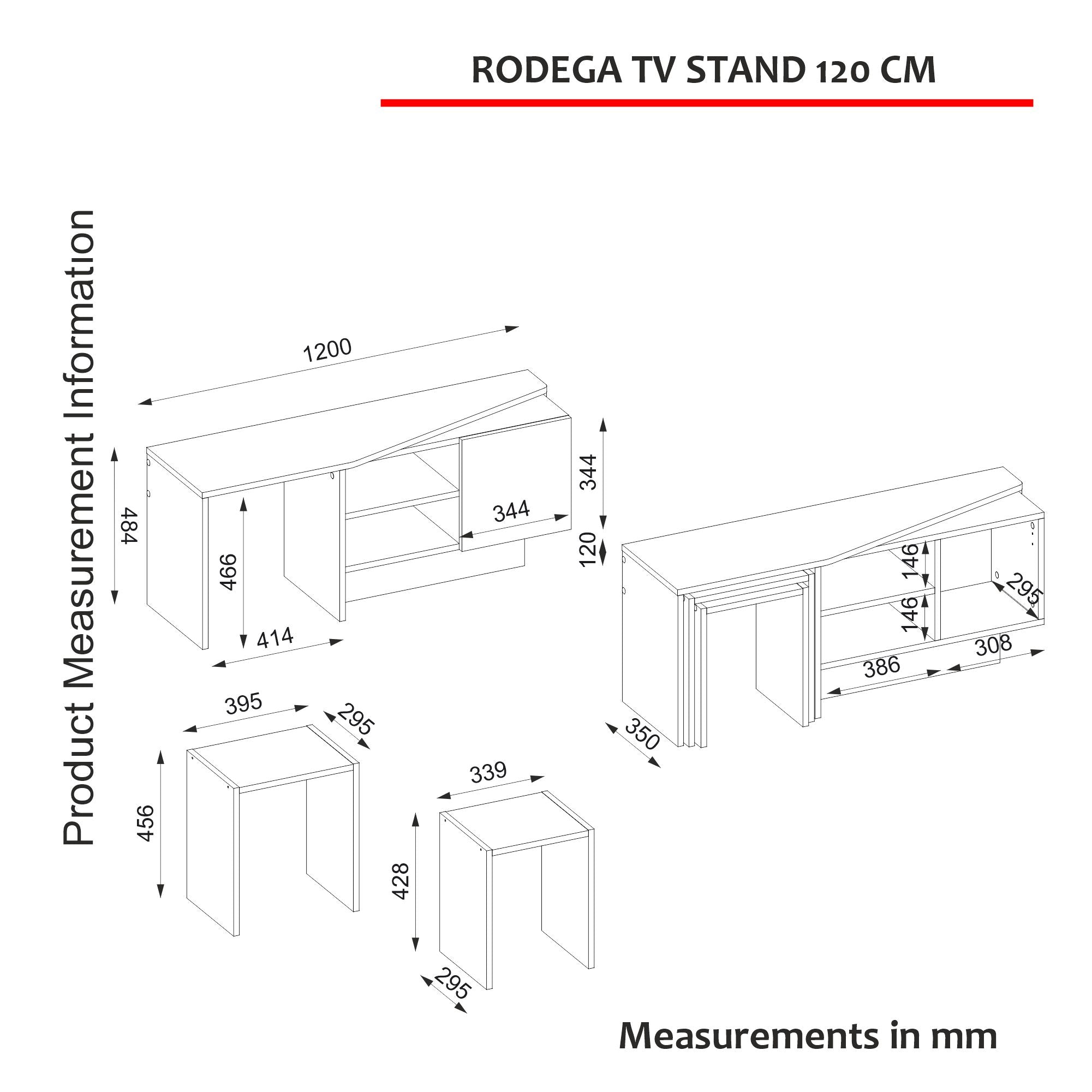 Rodega TV Stand with Nesting Table