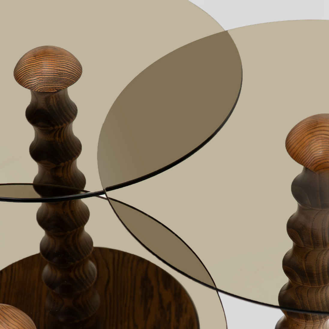 943 Walnut Bronze Glass Nesting Tables