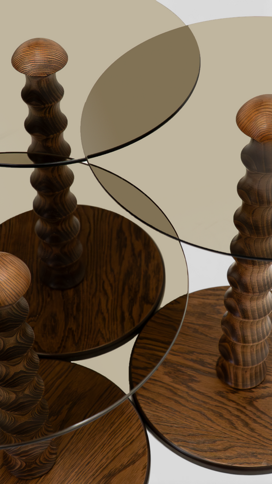 943 Walnut Bronze Glass Nesting Tables