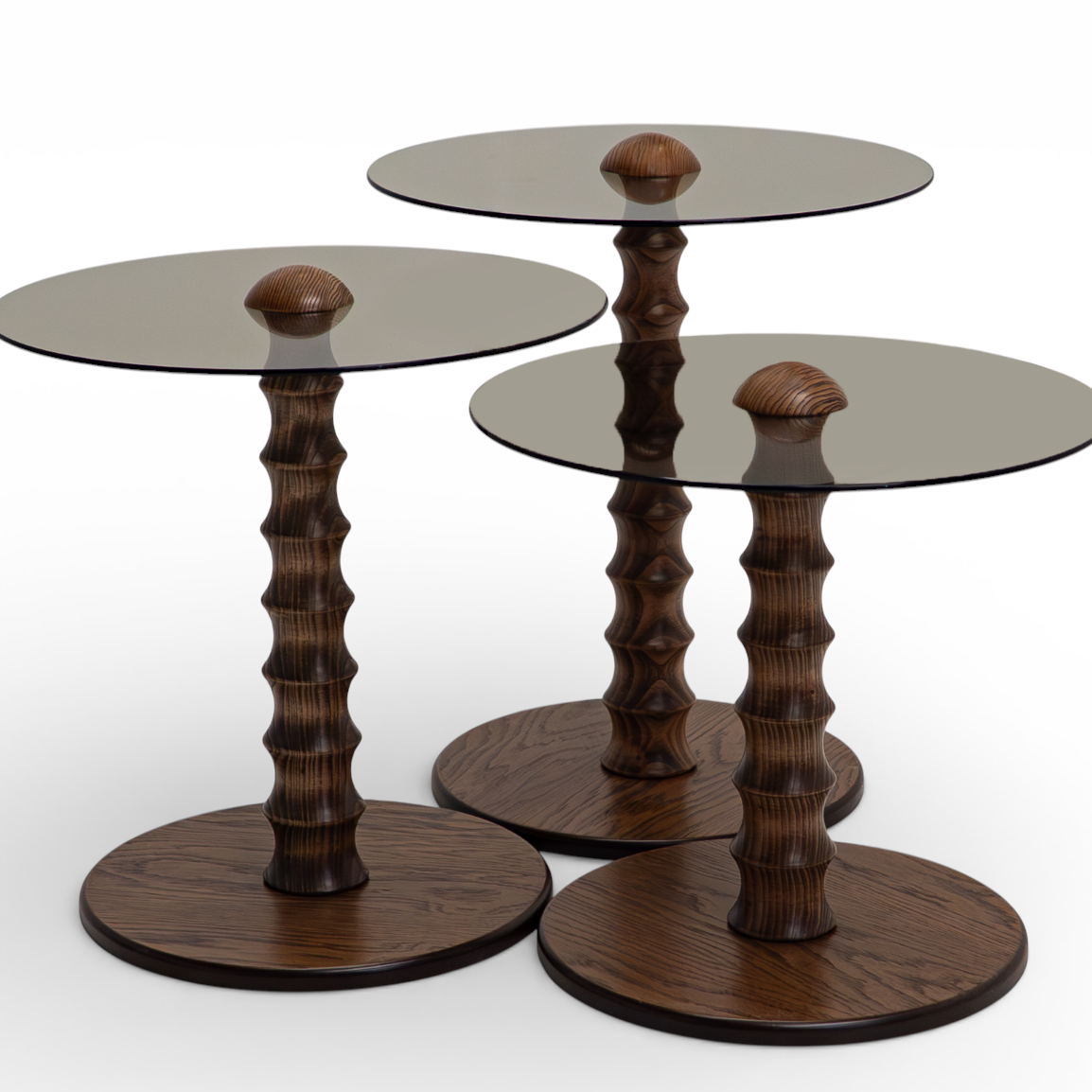 943 Walnut Bronze Glass Nesting Tables