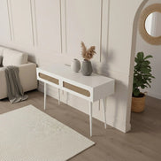 Claude Rattan Console Table White