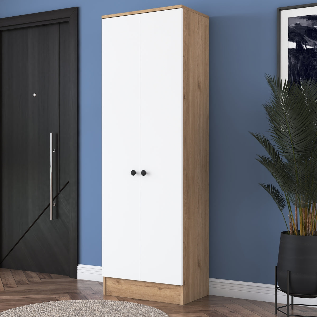 Elegance Tall Shoe Storage Cabinet White and Oak