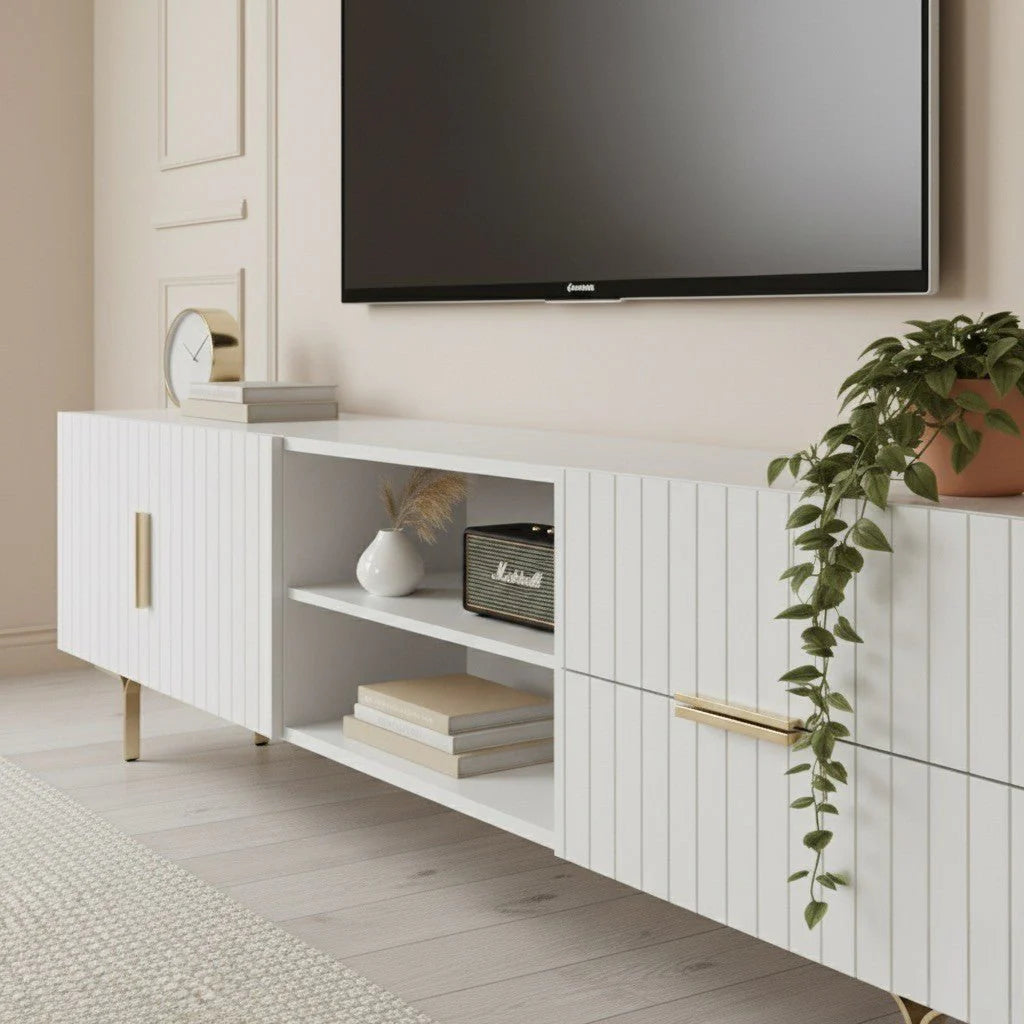 Orbis Tv Unit White 200cm