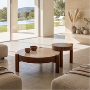670 - 671 Coffee Table Set Walnut Travertine