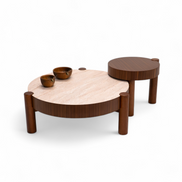 670 - 671 Coffee Table Set Walnut Travertine