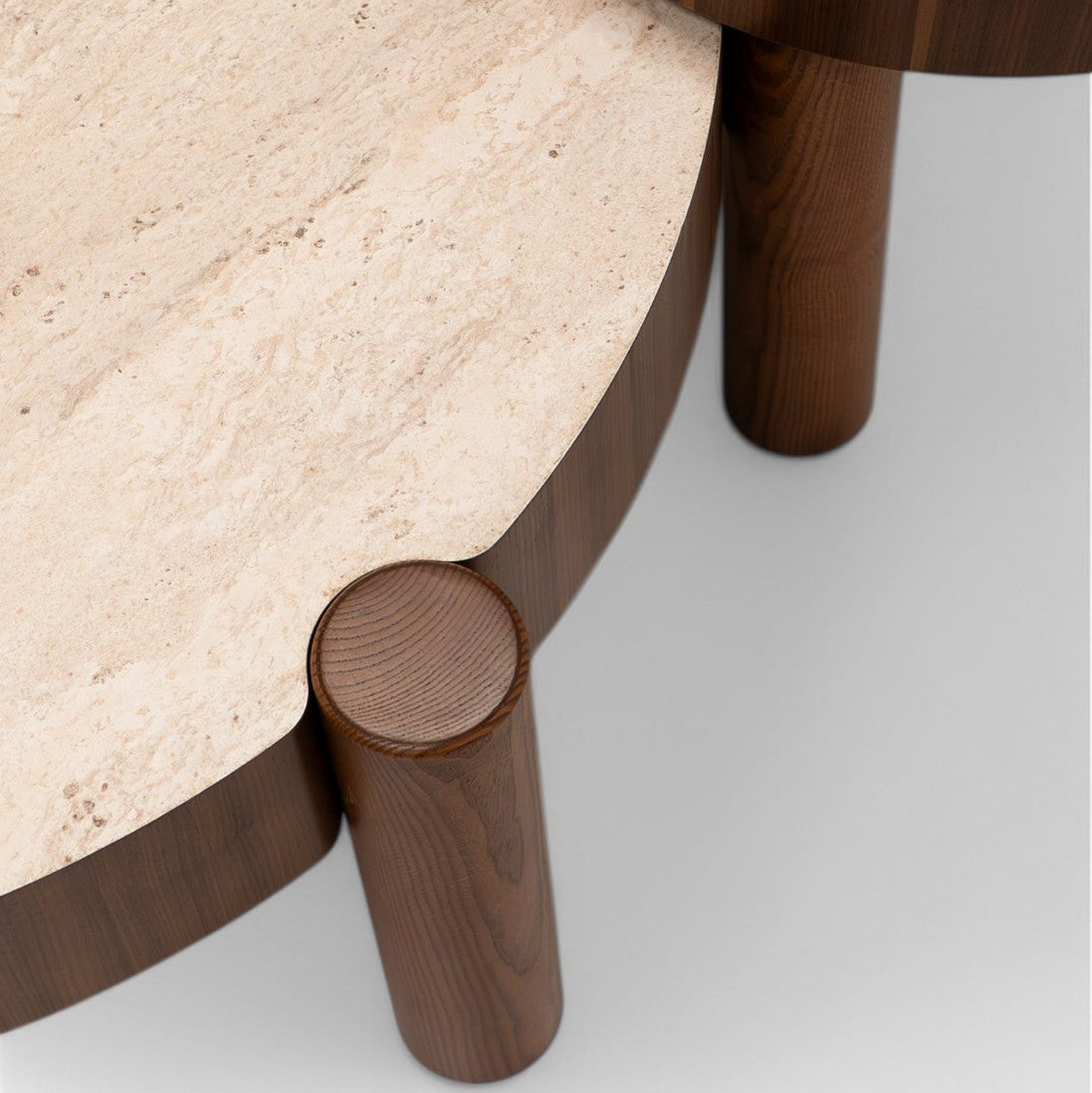 670 - 671 Coffee Table Set Walnut Travertine