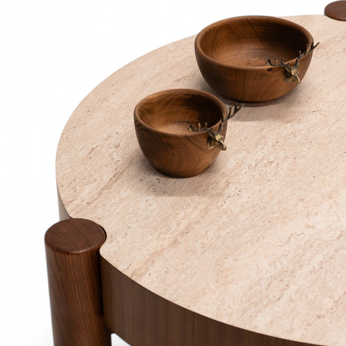 670 - 671 Coffee Table Set Walnut Travertine
