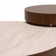 670 - 671 Coffee Table Set Walnut Travertine