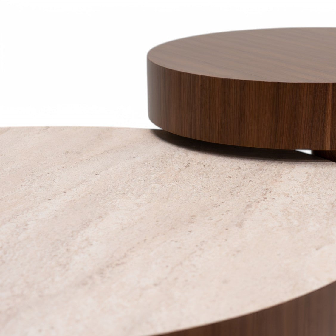 670 - 671 Coffee Table Set Walnut Travertine